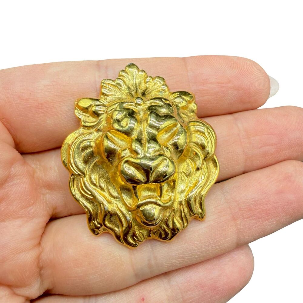 Vintage Anne Klein Brooch Iconic Lion Goldtone Brooch